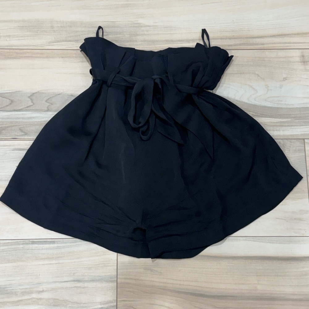 Women’s Black High-Waisted Lily Silk Silk Shorts with Belt | Size Small